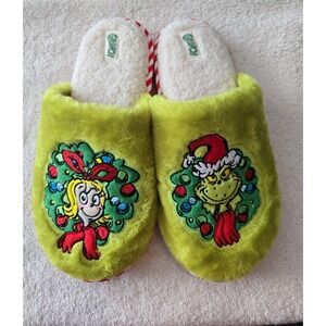 Grinch Adult Slip-On Yellow Red Slippers US L 9/10 Grinch‎ Christmas HE-12936K